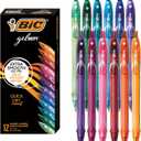 BIC Gelocity Quick Dry Assorted Colors Gel Pens, Medium Point (0.7mm), 12-Count Pack, Retractable Gel Pens With Comfortable Full Grip