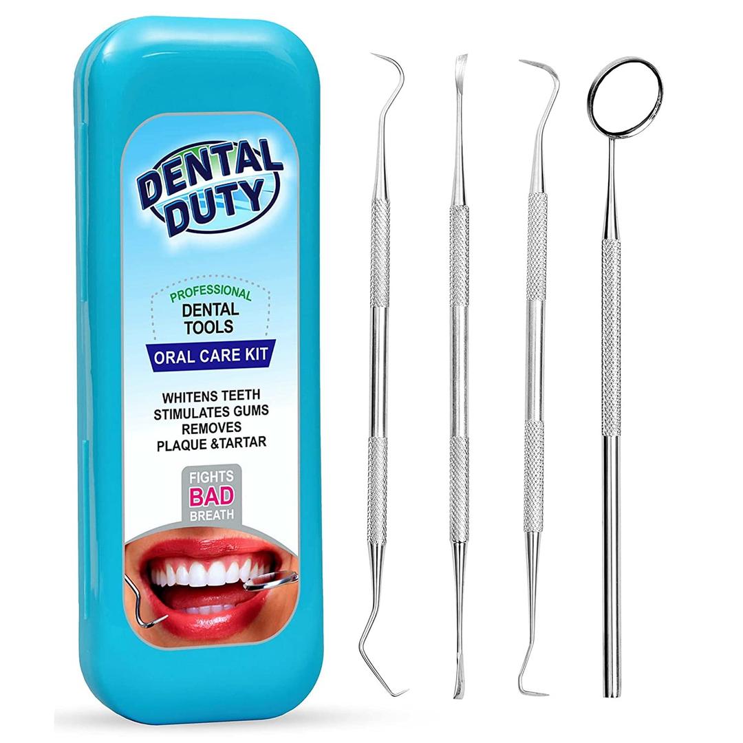 Dental Duty Dental Tools, Dental Pick for Teeth Cleaning Tools Plaque Remover for Teeth with Teeth Cleaning Kit - Stainless Steel Dental Mirror for Teeth, Scraper and Scaler, (Aqua)