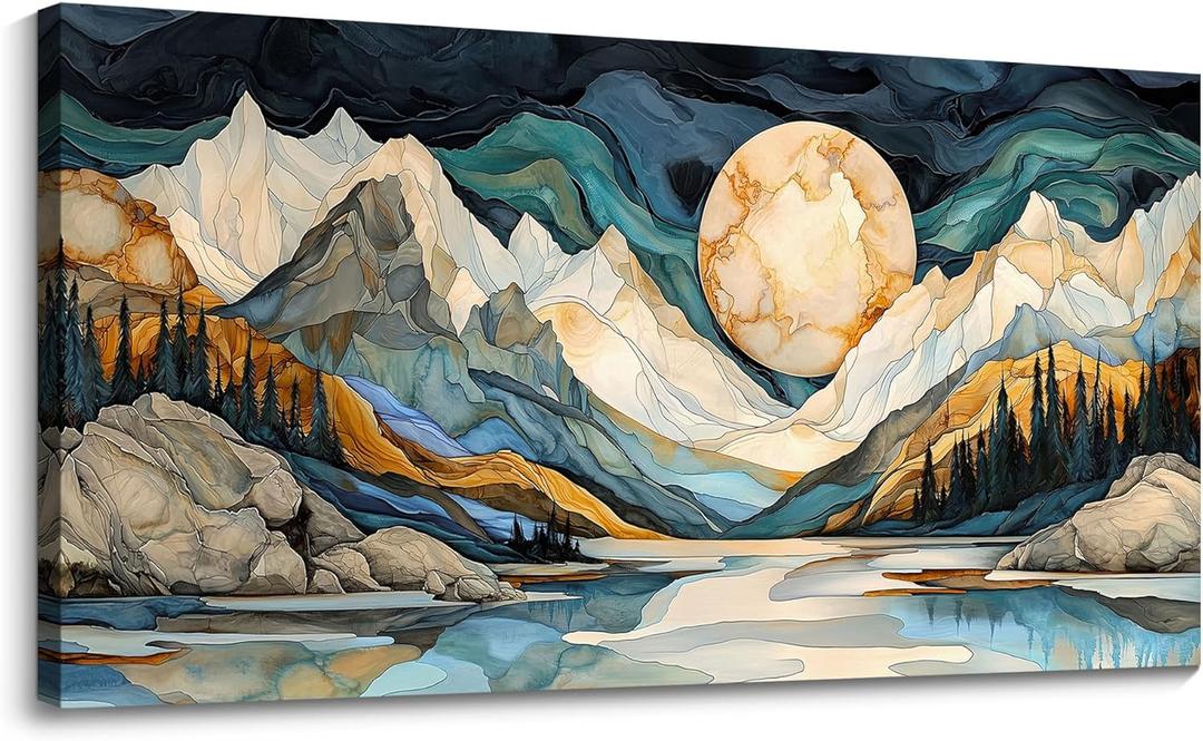 JEAWA Large Canvas Wall Art - Abstract Painting Decor, Textured Mountain Pictures as Gifts for Friends, Modern Art Prints for Bedroom Living Room Bathroom Home Decoration, 29x58 IN (58L" x 29W")