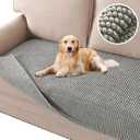 H.VERSAILTEX Plush Chenille Dog Bed Cover Thick Soft Sofa Cover for 3 Cushion Couch Anti Slip Couch Cover Furniture Protector for Dog, Pet, Cat (35" x 74", Dove)