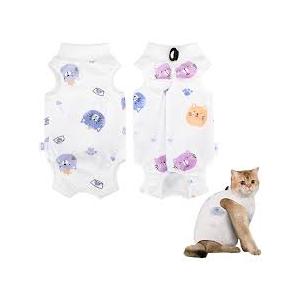 Cat Surgery Recovery Suit Cats Post Surgical Recovery Suit Kitten Onesie Bodysuit Anti-licking Cats Vest Wound Protector Recovery Clothes, Elizabethan Collar & Cone Alternative(M/Colorful Cat) 
