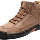 Mens Orthopedic Comfortable Handmade Boots Casual Mid Top Walking Driving Shoes Waterproof Arch Support Spacious Toe Box Outdoor Leather Shoes (Size 9, Brown)