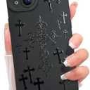 KANGHAR for iPhone 14 Case Aesthetic Blessed Cross Jesus Christian Goth Designed for Women Girls Men, Full Camera Protection Slim Fit Soft TPU Shockproof Protective Cover - Black