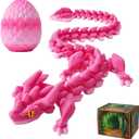 3D Printed Dragon Eggs with Dragon Inside - 12Inch,Articulated Fidget 3D Printed Animals, Interesting Decorative Gift, Easter Basket Essentials Stuffers (Cherry Blossom)