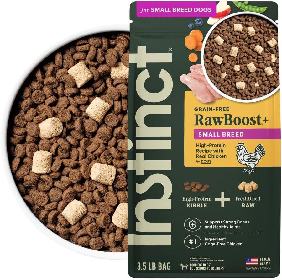 Instinct RawBoost Small Breed, Natural Dry Dog Food with FreshDried Raw, High Protein, Grain-Free Recipe - Real Chicken, 3.5 lb. Bag (3.5 Pound (Pack of 1)) BB Date: 06/03/2026