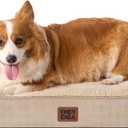 EHEYCIGA Orthopedic Dog Beds for Large Dogs with Removable Washable Cover for Crate, Khaki, 35x23