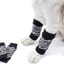 ROZKITCH Pet Dog Elbow Protector Dog Elbow Sleeve, 2PCS Front Leg and 2PCS Back Leg Knee, Dog Elbow Wrap, Dog Leg Warmer Wrap Protector, Pet Elastic Knitted Breathable Protective Socks Black, XL