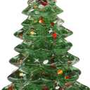 Holiday Christmas Tree Figurine Crystal Christmas Tree Decoration Xmas Ornament for Fireplace Tabletop Centerpiece with Gift Box (Green Glass)