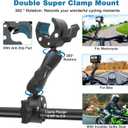 Motorcycle Mount Kit Compatible with Insta 360 X4 X5, Bike Handlebar Clamp Mounts for Gopro, 59" Invisible Selfie Stick with Double Clamp for Action Camera, Motorcycle Bicycle Riding Records