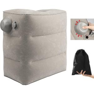 Inflatable Foot Rest for Air Travel,Airplane Travel Foot Rest Adjustable Height,Car/Airplane,Footrest Pillow with Pump for Office,Airplane,Train,Cars,Home (Grey)