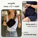 Boutique Fleece Belt Bag | Sherpa Crossbody Bag Fanny Pack for Women Fashionable | Everywhere Waist Pack | Small Fashion Travel Chest Bag (Small Strap Length, Black Fleece)