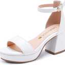 High Heels for Kids Sandals Big Girls Dress Shoes Flower Girl Shoes for Wedding Party Pageant Round Open Toe Ankle Strap Dress Sandals Platform Heels Chunky Pumps for Little Big Kids, Size 3