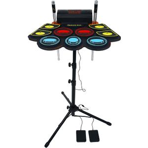 Electric Drum Set for Kids, Electronic Drum Pad with Light Up Drumsticks and Drum Stand, Bulit-in Double Speakers and Rechargeable Battery, Kids Drum Set with LED Drumsticks, 9 Pads Digital Drum Kit