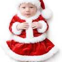 ForBaysy Newborn Baby Christmas Photo Props Outfit Infant Boys Girl Photoshoot Costume Red jumpsuit With Xmas Hat, One Size