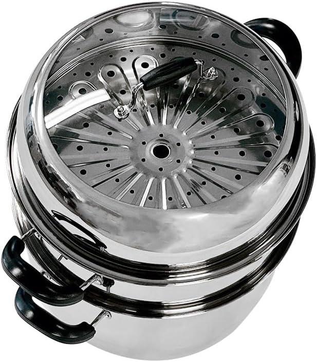 2 Tier 14"/36cm Stainless Steel Steamer Set Stackable Steam Pot with Glass Lid