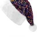 3 x BELISHMIE Golden Sparkling Sequin Santa Hat for Adults Christmas Holiday Party Accessory, Plush Fur Trim, Festival Headwear (Blue)