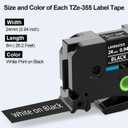 Labelife 24mm Black Label Tape TZe-355 Replacement for Brother P Touch TZe TZ Tape 24mm 0.94 Laminated White on Black TZe355 for Brother Ptouch PT-D600 PT-D610BT PT-P710BT Label Maker, 4-Pack
