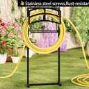 Fire Beauty Heavy-Duty Portable Garden Hose Holder with Storage Basket,120+ lbs Capacity, Holds 180ft 1/2" Hose,Dual Support Rods & Rustproof Screws,Modern Geometric Design