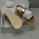 DREAM PAIRS Women's Comfortable Open Toe Flat Sandals Fashion One Band Summer Dessy Sandals (9, Gold-metallic)