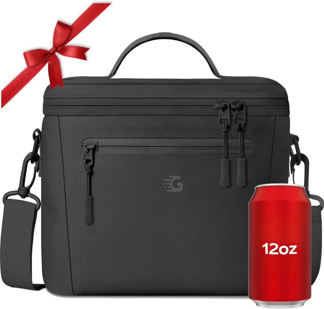 GLORIEROO Insulated Lunch Box Bag Women Girls - Waterproof Leakproof Lightweight Reusable Cooler for School Work Picnic - Back to School (Standard 11L, Black)