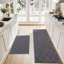 COSY HOMEER Soft Kitchen Rugs [2 PCS] for in Front of Sink Super Absorbent Kitchen Floor Mats and Mats 20x59 Inch/24X35 Non-Skid Kitchen Mat Standing Mat Washable,Polyester,Grey