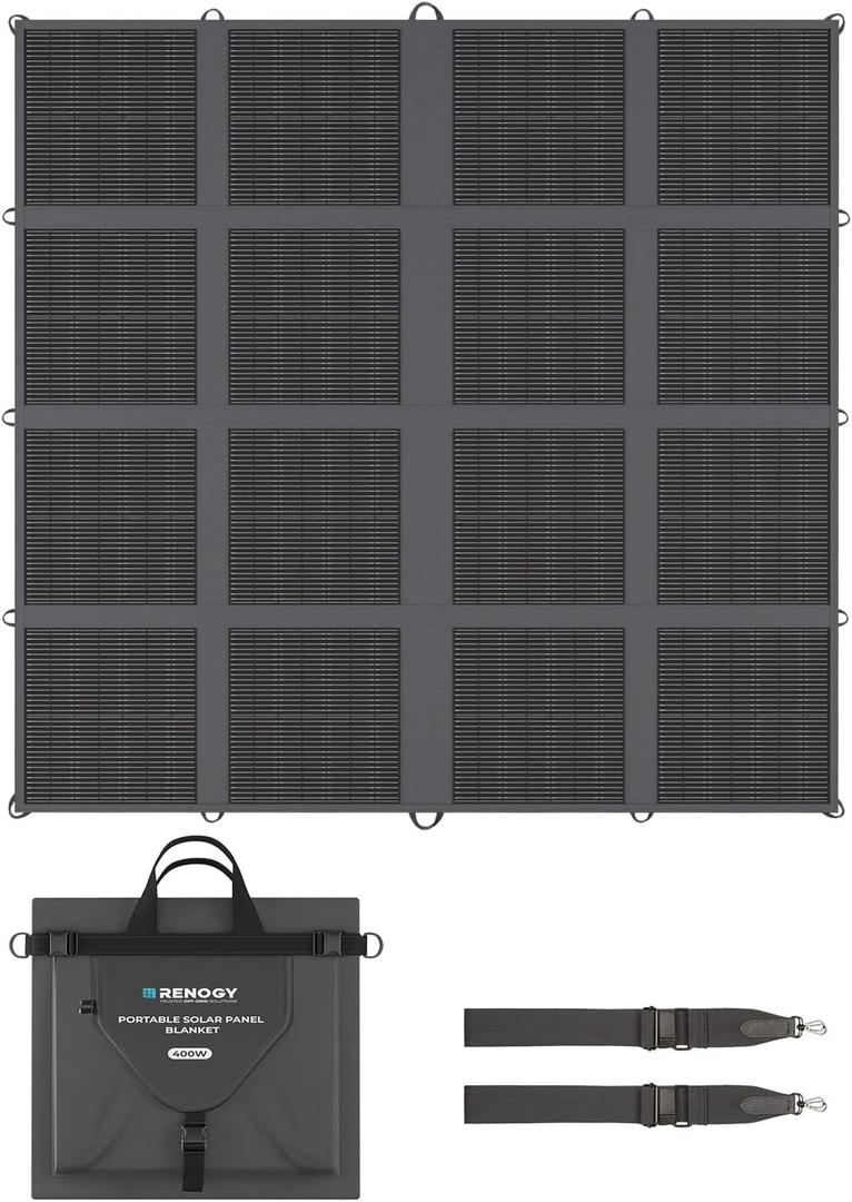 Renogy Portable Solar Panel, 400W N-Type Foldable Solar Blanket, 25% High Efficiency, Lightweight Solar Panel for Power Station, RV, SUV, Truck, Camping, Home, Off Grid