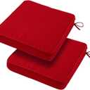 18x18x3 Inch Outdoor Square Corner Chair Cushions with Ties Set of 2, Water&Fade Resistant Thick Seat Cushion Pads for Garden Patio Dining Porch Furniture - Red