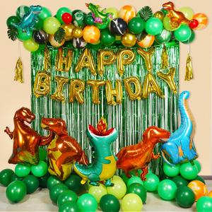 Dinosaur Theme Birthday Party Decorations Green Dino Party Decor for Boys Kids 3-12 Year Old Celebration