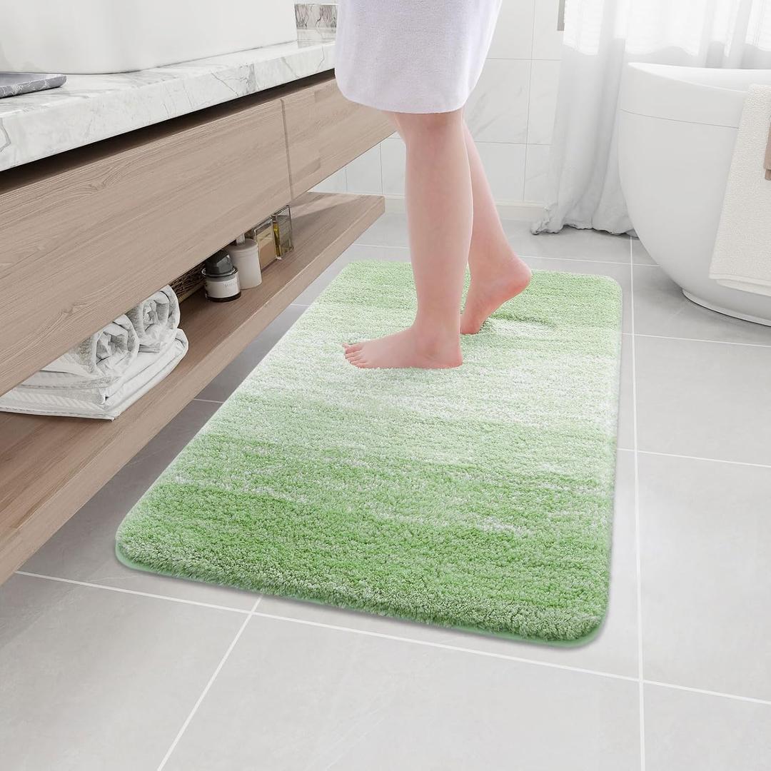 Arotive Microfiber Bathroom Rugs, Shaggy Soft and Absorbent Bath Rug, Non-Slip, Thick Plush Machine Washable Dry Bath Mats for Bathroom, Tub and Shower, 36x24, Sage Green, Rectangular