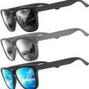 Polarized Sunglasses for Mens Womens - Fashion Men Sun Glasses Shades for Driving Fishing Lightweight UV Protection (A2 Black/White Mirrored/Ice Blue Mirrored)