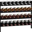 Wine Rack Freestanding Floor, Wooden Stackable Bottle Storage Rack for Kitchen,Cellar. 36 Bottles Wine Holder Display Shelves for Champagne(Black) (33.5*10*21)