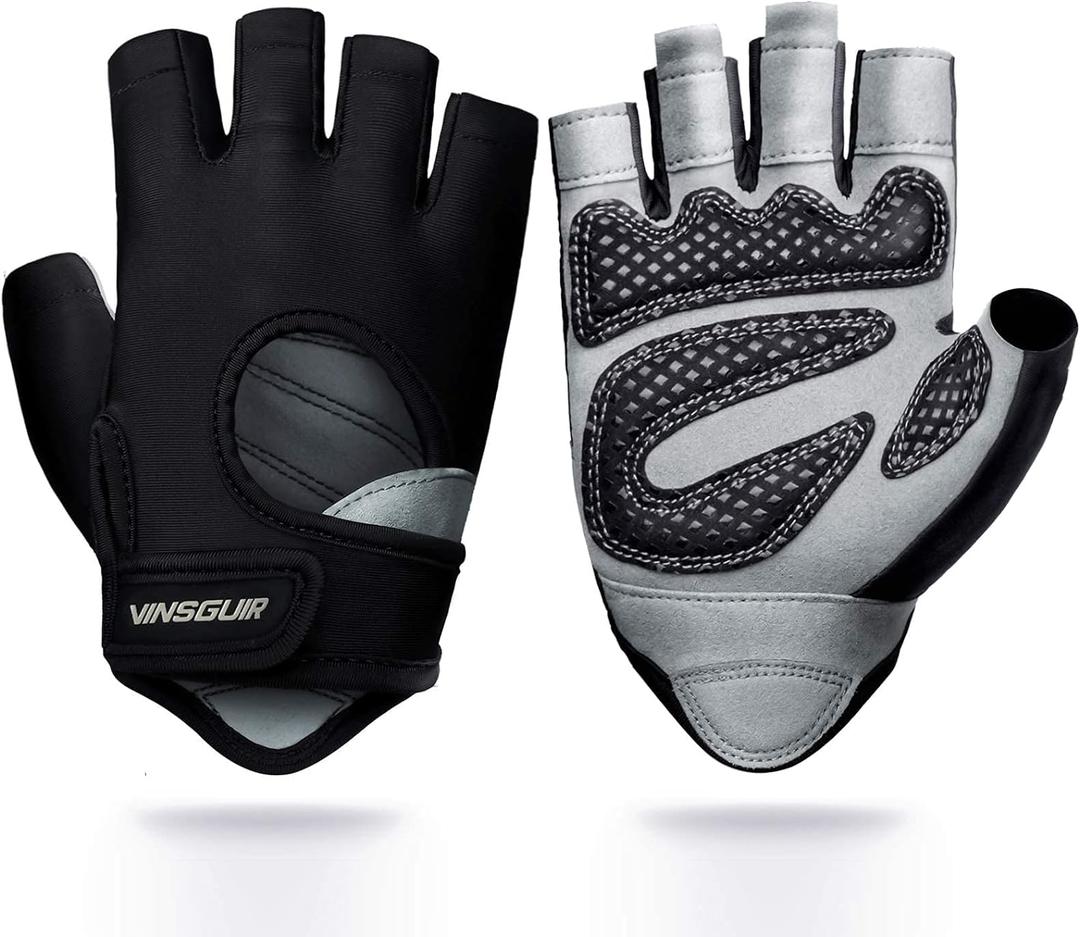 VINSGUIR Workout Gloves for Men and Women, Weight Lifting Gloves with Excellent Grip, Lightweight Gym Gloves for Weightlifting, Cycling, Exercise, Crosstraining, Pull ups, Fitness, Climbing and Rowing (Large, Black)