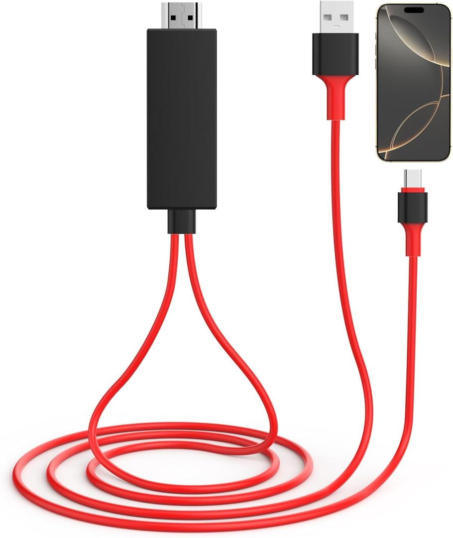 USB C to HDMI Adapter for iPhone 16 to TV,[Apple MFi Certified] USB Type C Digital AV Adapter 1080P 4K Sync Screen Connector Cable for iPhone 16/16 Plus/16 Pro/16 Pro Max/15 to HDTV Projector Monitor