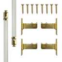 Amazing Drapery Hardware 7/16 Inch White Round Sash Curtain Rods with Brass Ends, Set of 2 (Hardware Included) - Adjustable Length 48-84 Inches, Easy to Install Rods for Doors, Windows, and Sidelights