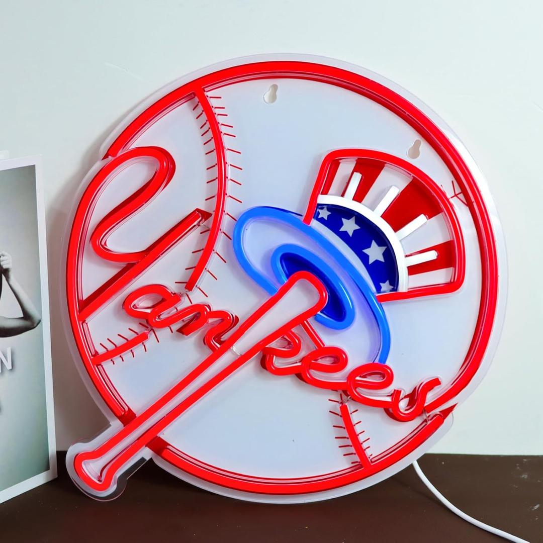 AHlove Neon Signs for Wall DecorBaseball Team Neon Lights for BedroomLED Signs Suitable for Man CaveBirthdayFather's Day and Christmas Gifts for Man 13 * 15Inch