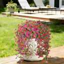Senjie Artificial Hanging Flowers for Outdoor Spring Decor, 2 pcs UV Resistant Fake Silk Faux Flowers Plants for Outside Porch Patio Balcony Planters