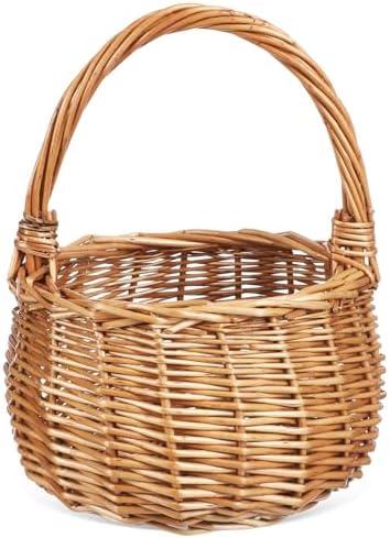 MAGICLULU Wedding Flower Basket Woven Basket with Handle 8.66 X 6.10 X 6.10 in Flower Girl for Petals Rustic Bridal for Ceremony Home Decor Garden Picnic Shop Storage