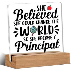 2 x Gifts for Principals Women, Thank You Appreciation Gifts for School Principal Clear Acrylic Decorative Sign Office Decor