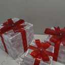 Lulu Home Christmas Lighted Boxes, Set of 3 60 LED Light Up Decor Outdoor, Light Up Christmas Boxes Present Decorations Outdoor Yard (clear)