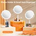 Auxmir Makeup Mirror with Lights, Double Sided 30X/1X Magnifying Mirror with Light, 3 Color Stepless Dimmable with Touch Screen, Rechargeable 360 Free Standing Vanity Mirrors for Bathroom, Bedroom