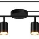 Plug in Track Lighting LED, Track Lighting Fixtures Ceiling, Black 6-Light Kitchen Light Kit, Plug in Wall Light with 14.8ft Power Cord, Rotatable Ceiling Spotlight for Bedroom(GU10 Socket, NO Bulb)