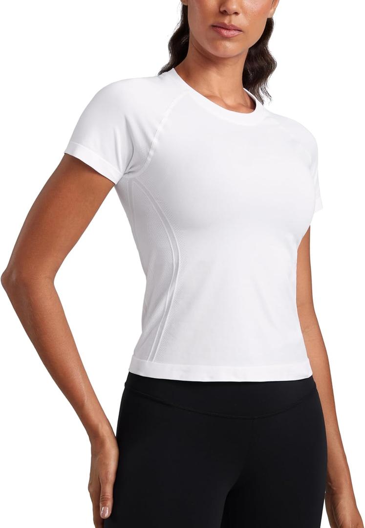 CRZ YOGA Seamless Short Sleeve Shirts for Women Breathable Running Workout Tops Athletic Gym Yoga Basic T-Shirts (Medium) CRZ YOGA Seamless Short Sleeve Shirts for Women Breathable Running Workout Tops Athletic Gym Yoga Basic T-Shirts (Medium)