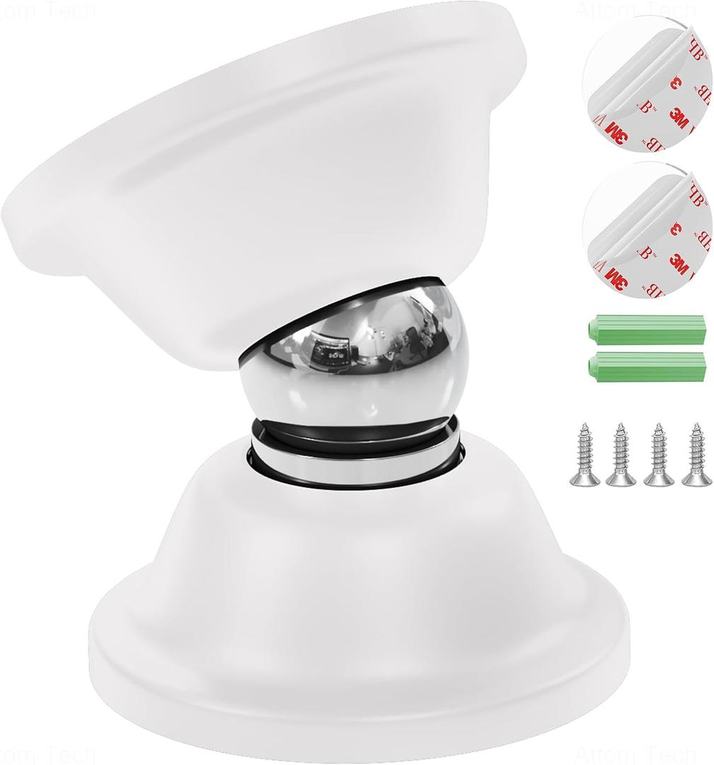 NiHome RV White Magnetic Door Stop for Door Holding & Stopping, Easy Install Non-Obtrusive Design, Flexible Mounting Options for RV, Older Homes & Uneven Doors, Protects Walls(1PCS)
