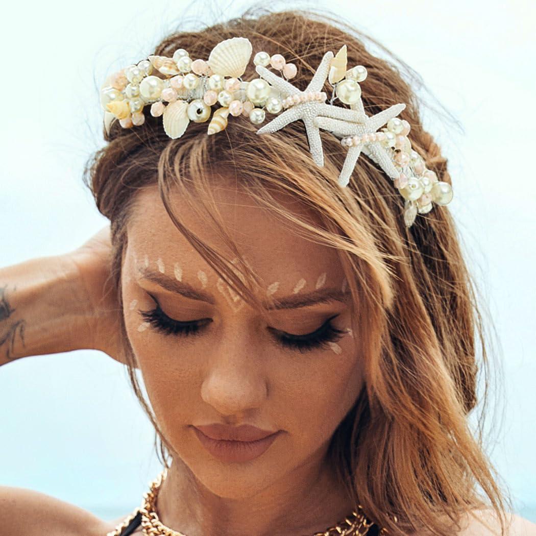 Brishow Mermaid Crowns and Tiaras Seashell Headband Headpiece for Women and Girls