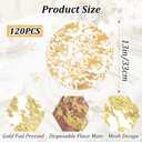 120 Pcs Disposable Gold Placemats Set 13 Inch Round Gold Foil Mesh Pressed Table Doilies Metallic Thin Mesh Table Runner for Home Decoration Dining Wedding Birthday Party