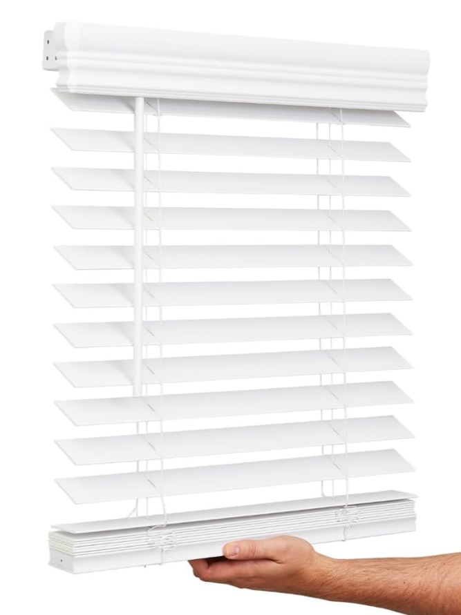 Lotus & Windoware Cordless, 2 Inch Faux Wood Blind, 33" Wide x 54" Long, Window Blinds, Blinds & Shades, Blinds for Indoor Windows, Smooth, Bright White - 33" x 54",Bright White