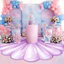 Mermaid Party Decoration 59 x 79 Inch Large Seashell Rug Under the Sea Decor Floor Mat Decorative Area Rug for Mermaid Birthday Decoration Ocean Theme Photo Prop Backdrop Beach Wedding Party Packs