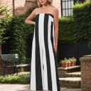 Ythomm Womens Striped Wide Leg Jumpsuits Boho Strapless Long Romper Off Shoulder Summer Jumpsuits One Piece Travel Outfits (S)