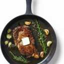 Flambo 12 Inch Smooth Cast Iron Skillet - Naturally Non-Stick, Pre-Seasoned Frying Pan, Smooth Finish for Grilling, Frying, Sauteing, Searing, Baking - Use on Oven, Stove, Grill, or Campfire