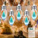 Christmas Bulb String Lights 13ft 20 LED Clear Bulbs String Lights with Mini Snow Christmas Tree Decor Light for Bedroom Table Party Decor Battery Operated Timer(Cool White)